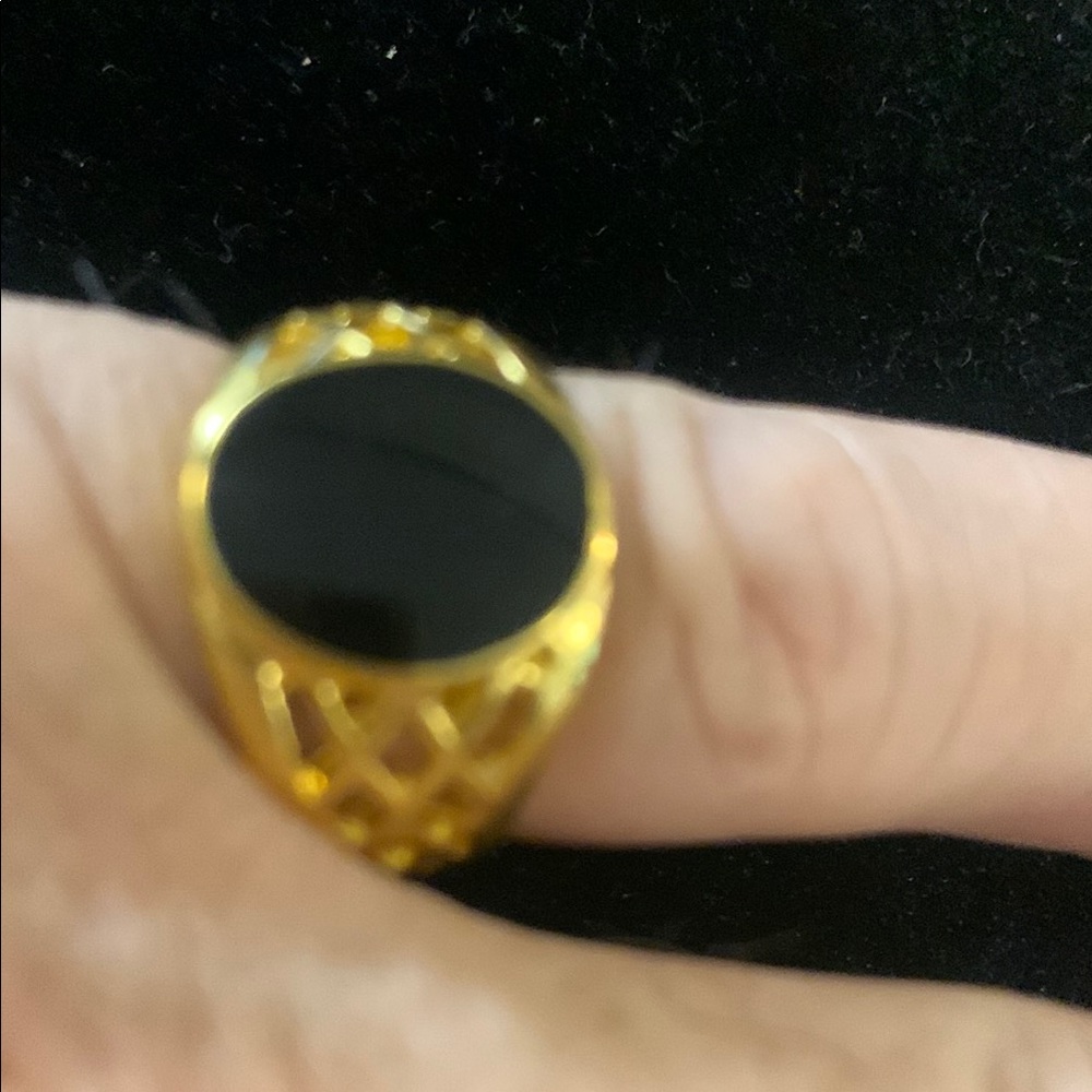 Gold Ring with Black Stone Bogo